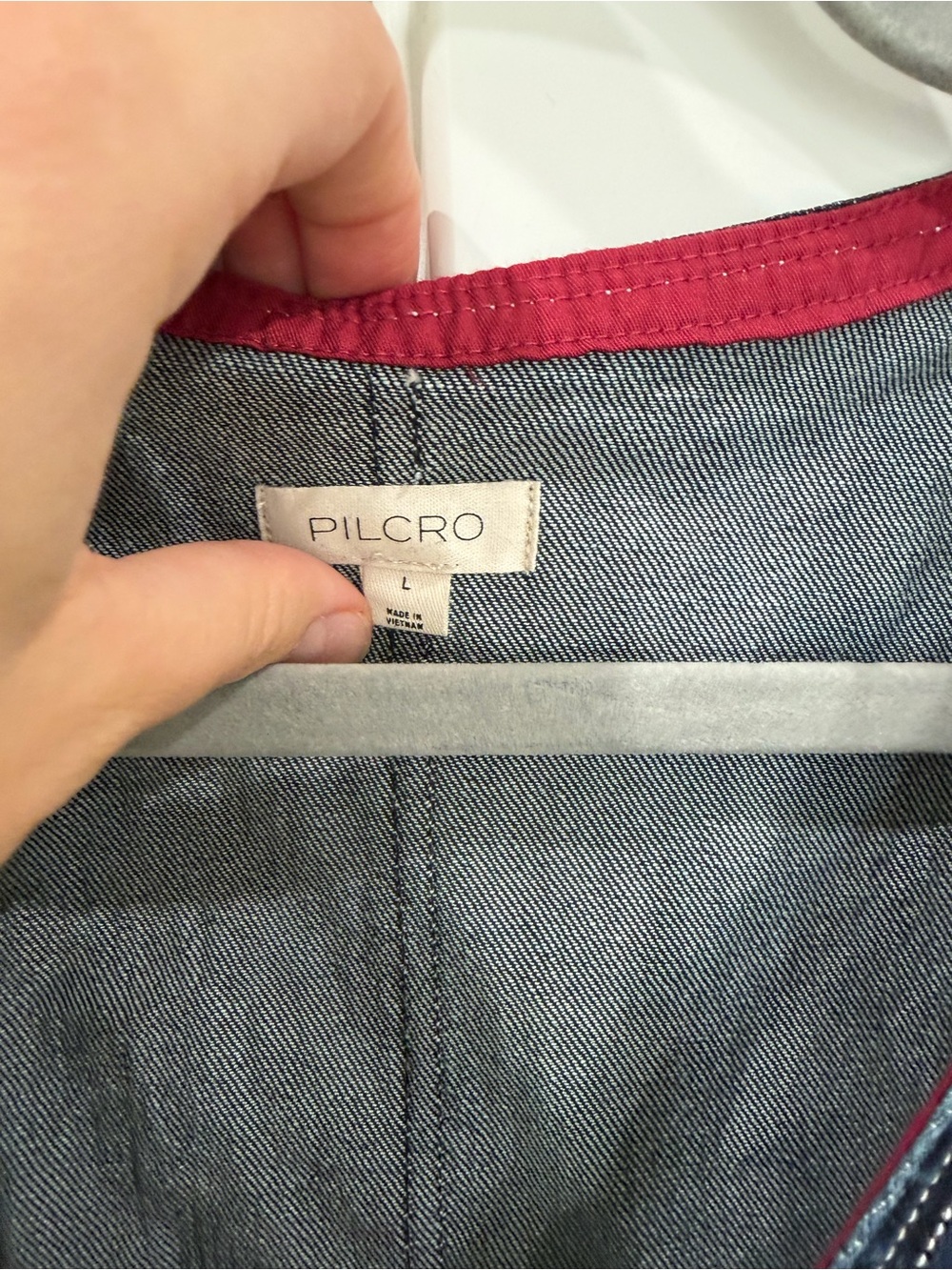 Pilcro Dark Indigo Denim Vest with Red Trim - Picture 5 of 5